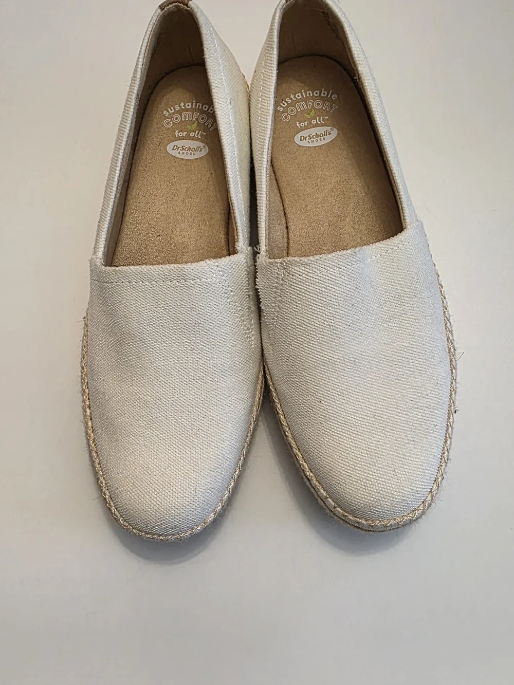 Dr. Scholl's Cream Canvas Slip-On Espadrille Flats